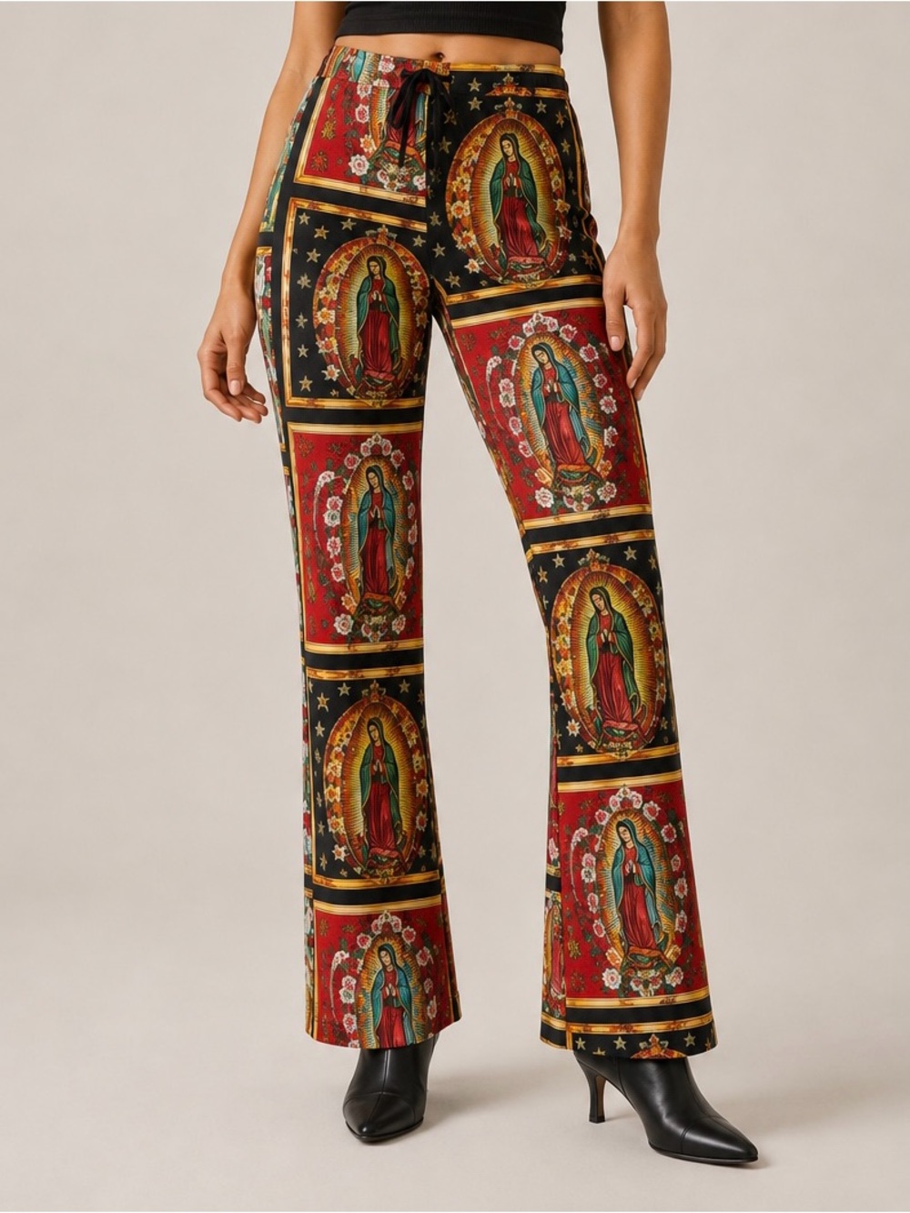 Betabrand Mary-Go-Rounds Virgin Mary Saint Straight Leg Drawstring Pants Size XS